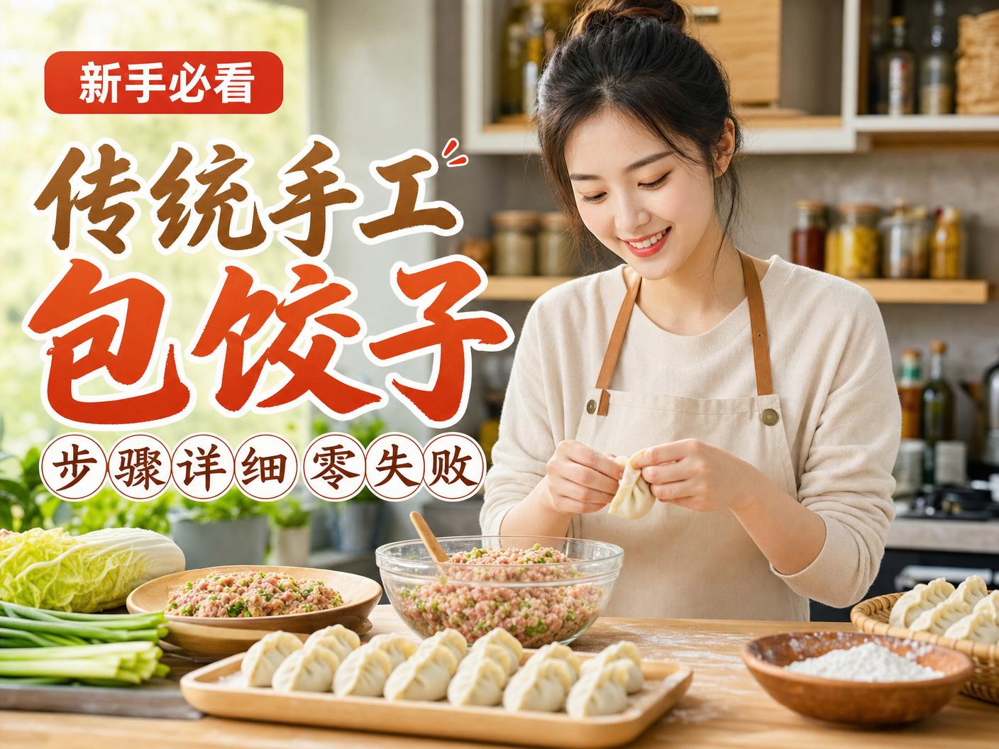 91-【91】传统手工包饺子教程传媒演示，步骤详细零失败