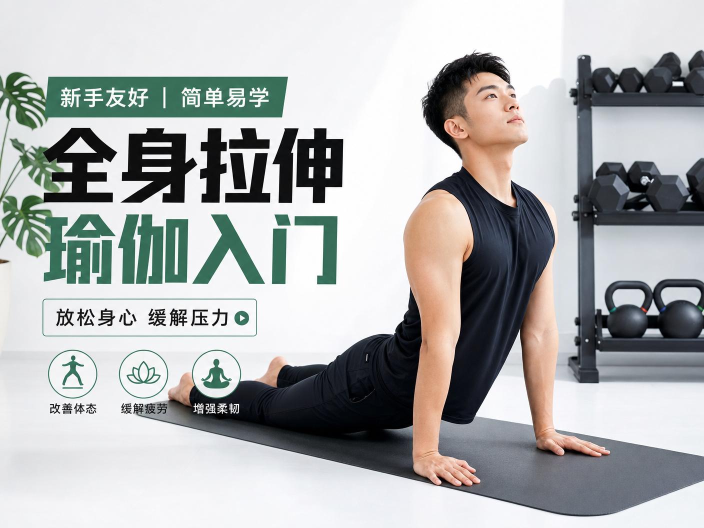 91-【91】全身拉伸瑜伽入门传媒教程，放松身心缓解压力